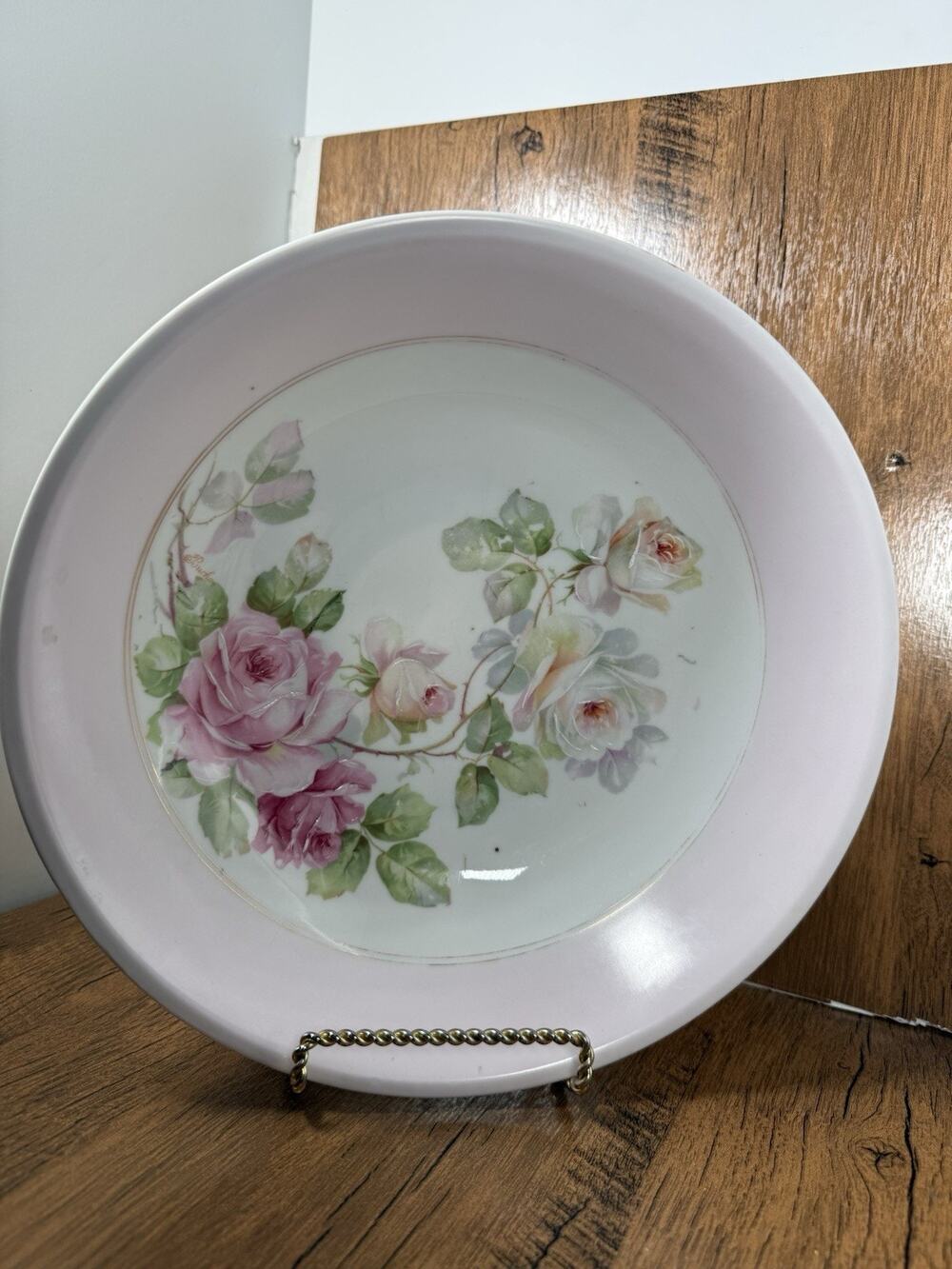 Antique Hand Painted Pink Rose Bowl John Roth Studios